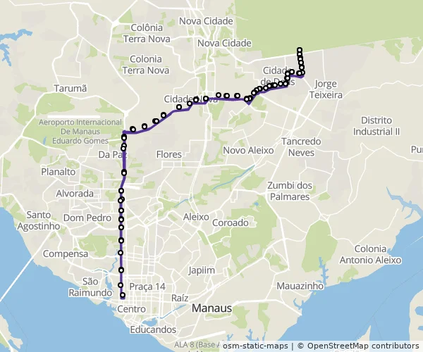 Mapa do itinerário da linha