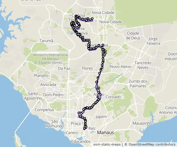 Mapa do itinerário da linha