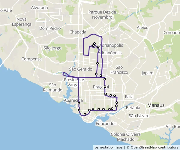 Mapa do itinerário da linha
