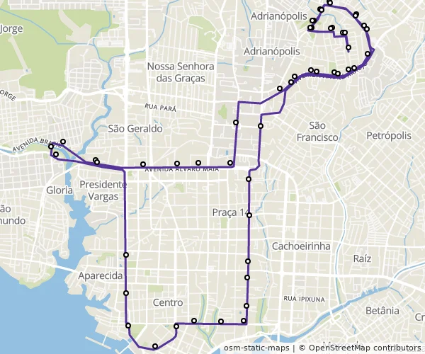Mapa do itinerário da linha