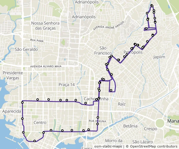 Mapa do itinerário da linha