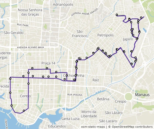 Mapa do itinerário da linha