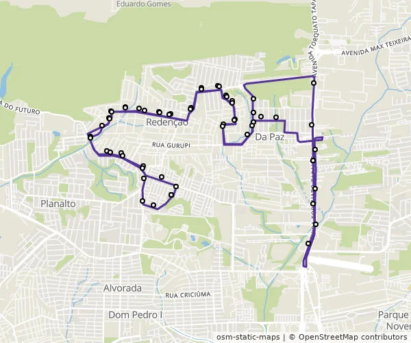 Mapa do itinerário da linha