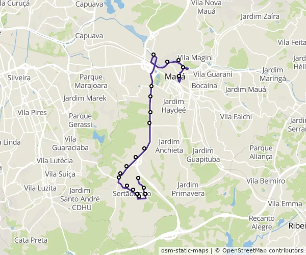 Mapa do itinerário da linha