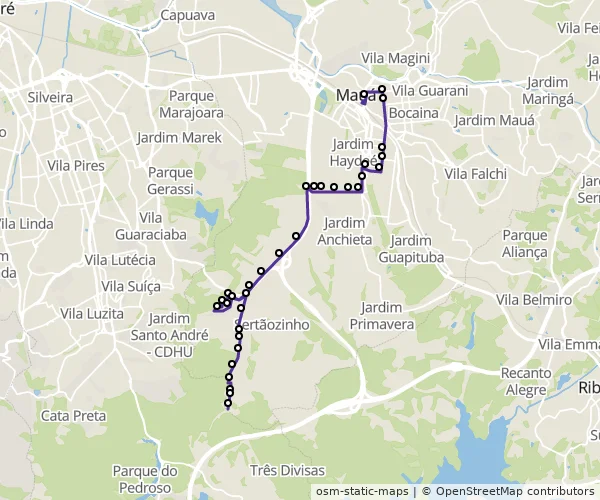 Mapa do itinerário da linha