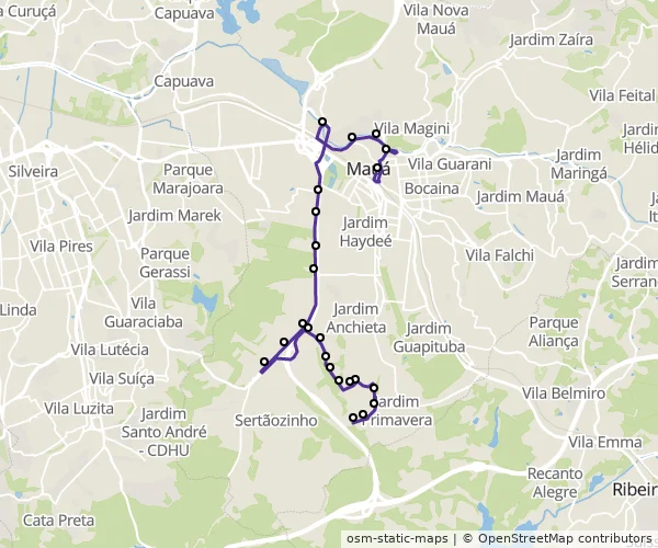 Mapa do itinerário da linha