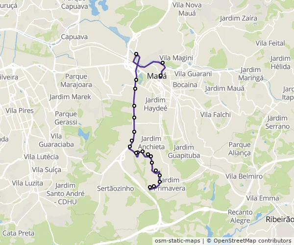 Mapa do itinerário da linha