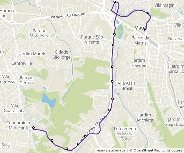 Mapa do itinerário da linha