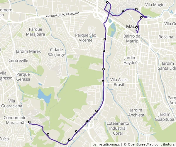 Mapa do itinerário da linha
