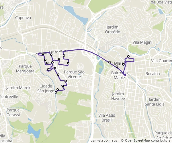 Mapa do itinerário da linha