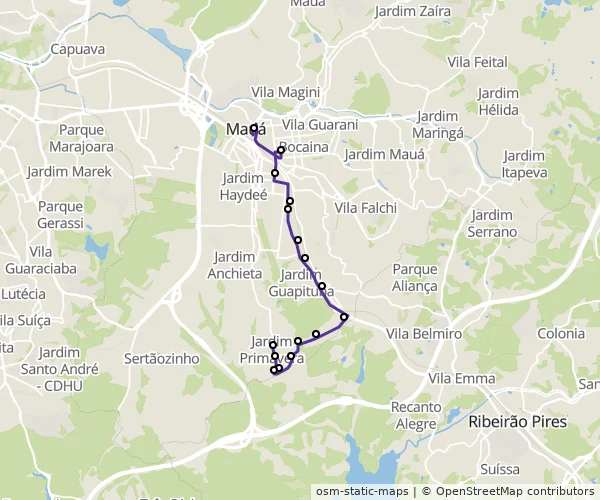 Mapa do itinerário da linha