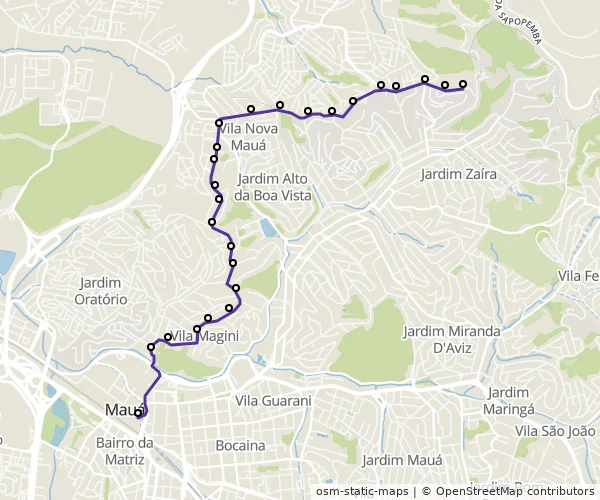 Mapa do itinerário da linha