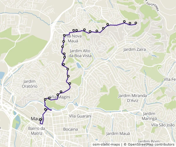 Mapa do itinerário da linha
