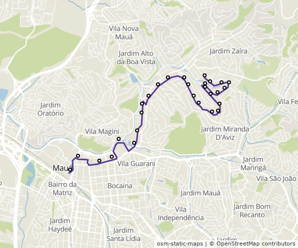 Mapa do itinerário da linha