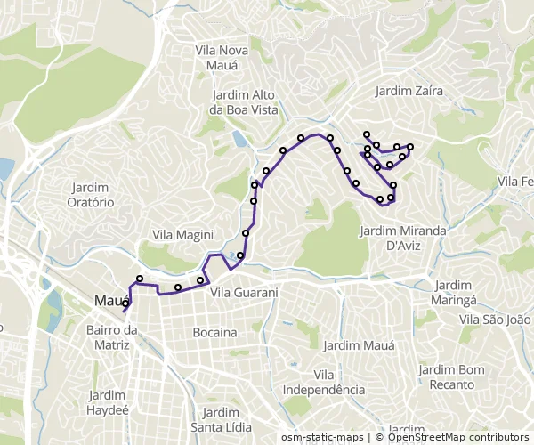 Mapa do itinerário da linha