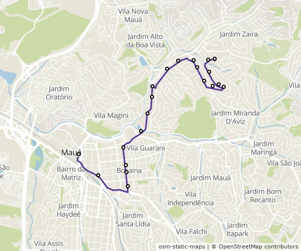 Mapa do itinerário da linha