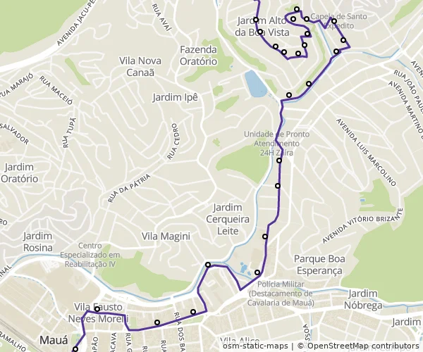 Mapa do itinerário da linha