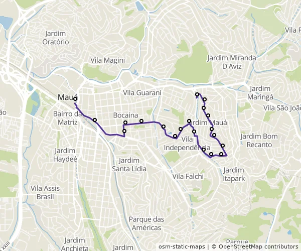 Mapa do itinerário da linha