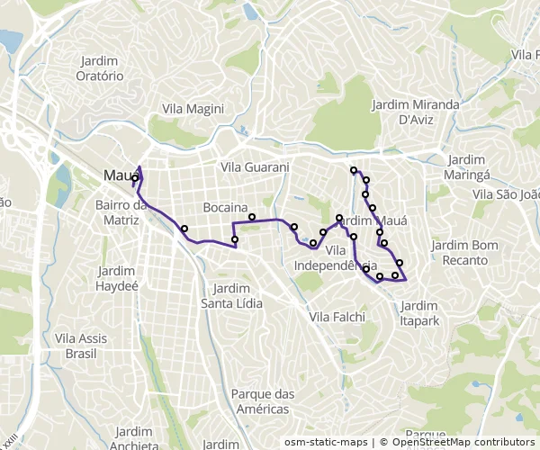 Mapa do itinerário da linha
