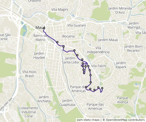 Mapa do itinerário da linha