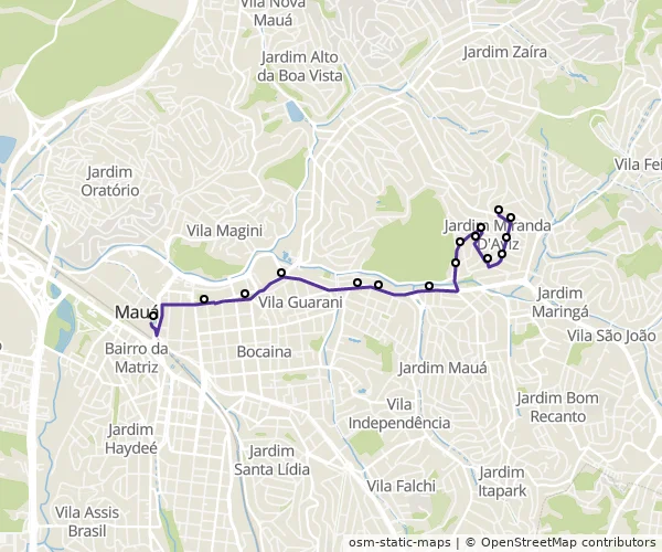 Mapa do itinerário da linha