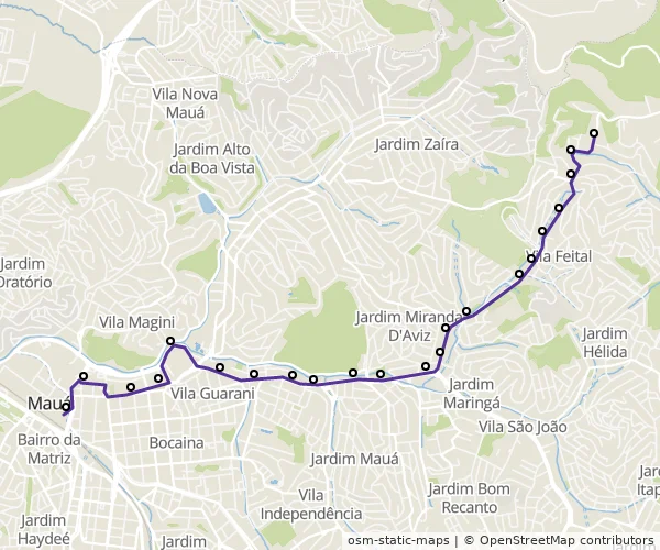 Mapa do itinerário da linha
