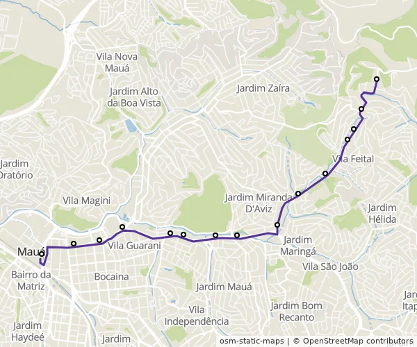 Mapa do itinerário da linha