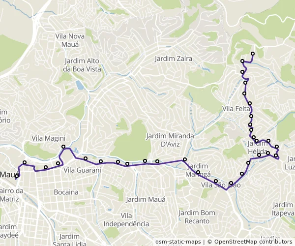 Mapa do itinerário da linha