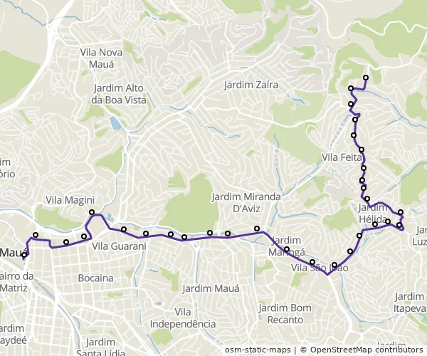 Mapa do itinerário da linha