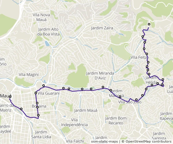 Mapa do itinerário da linha