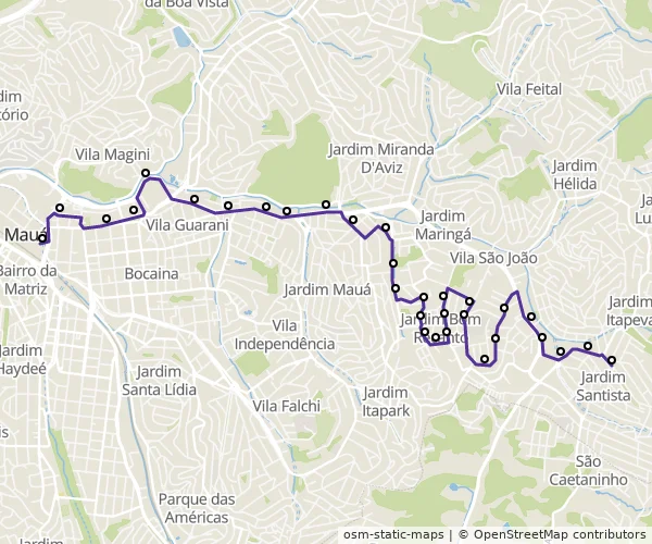 Mapa do itinerário da linha