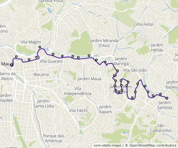 Mapa do itinerário da linha