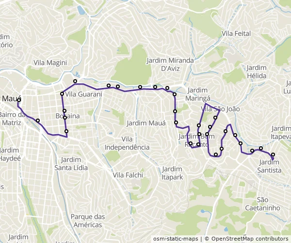 Mapa do itinerário da linha