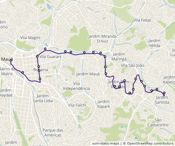 Mapa do itinerário da linha