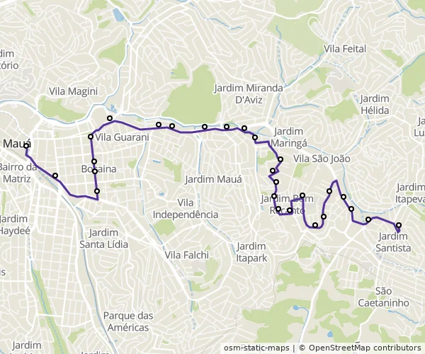 Mapa do itinerário da linha