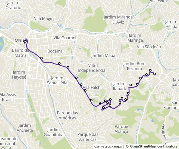 Mapa do itinerário da linha