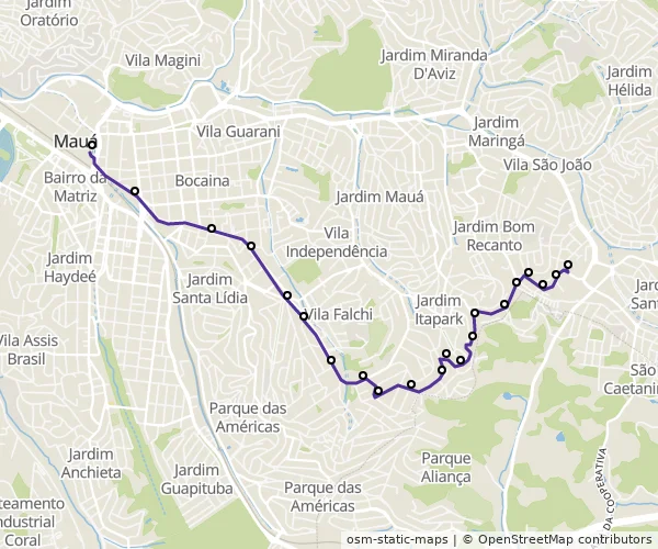 Mapa do itinerário da linha
