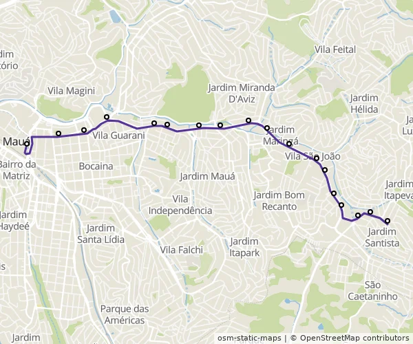 Mapa do itinerário da linha