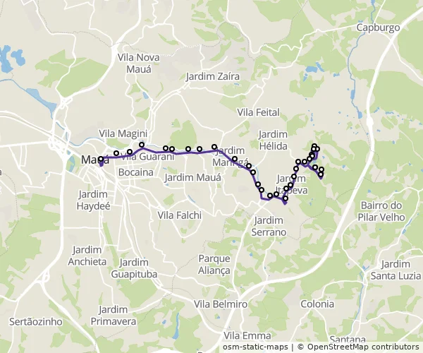 Mapa do itinerário da linha