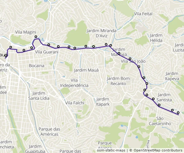 Mapa do itinerário da linha