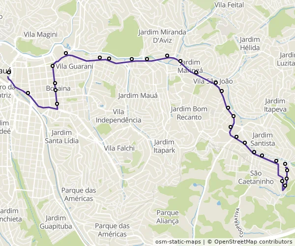 Mapa do itinerário da linha