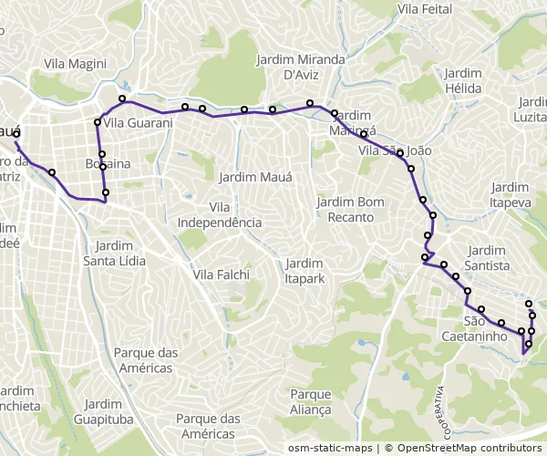Mapa do itinerário da linha