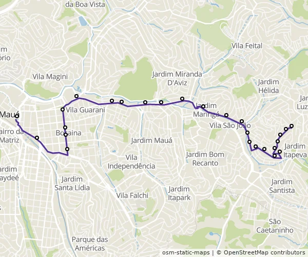 Mapa do itinerário da linha