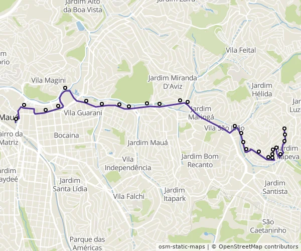 Mapa do itinerário da linha