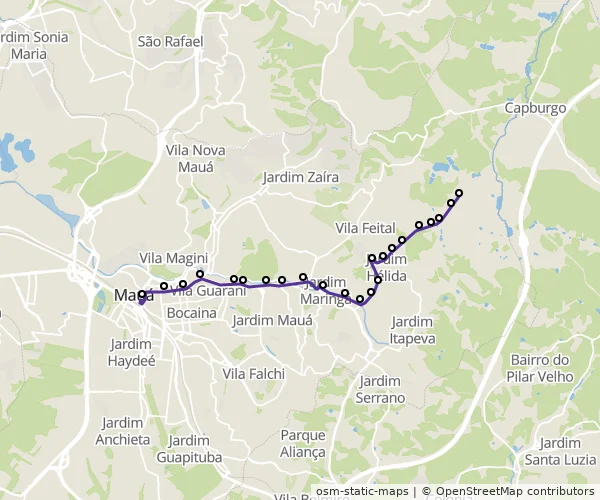 Mapa do itinerário da linha