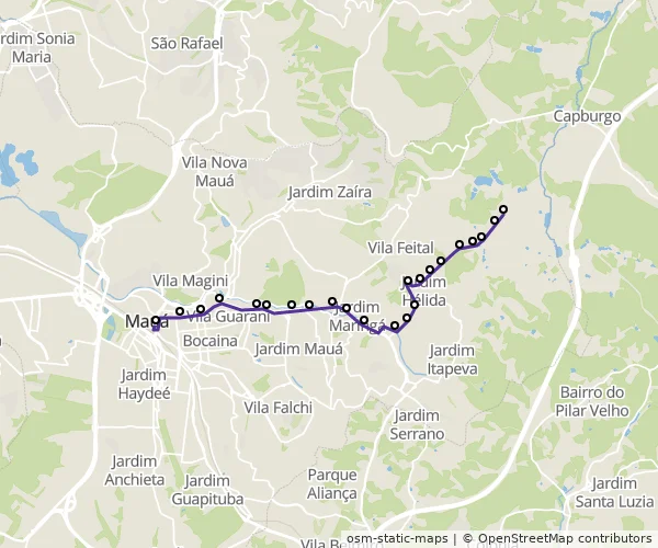 Mapa do itinerário da linha