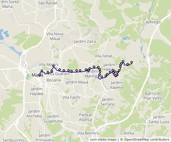 Mapa do itinerário da linha