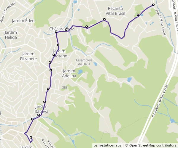 Mapa do itinerário da linha