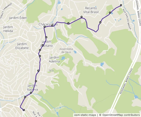 Mapa do itinerário da linha