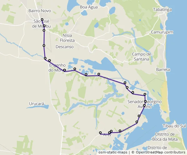 Mapa do itinerário da linha